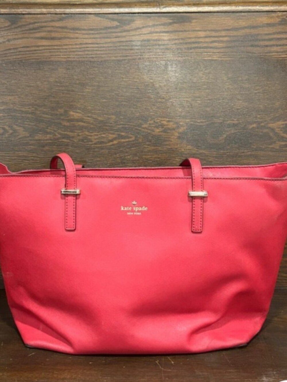 Kate Spade New York Red Saffiano Leather Tote Top Handle Bag